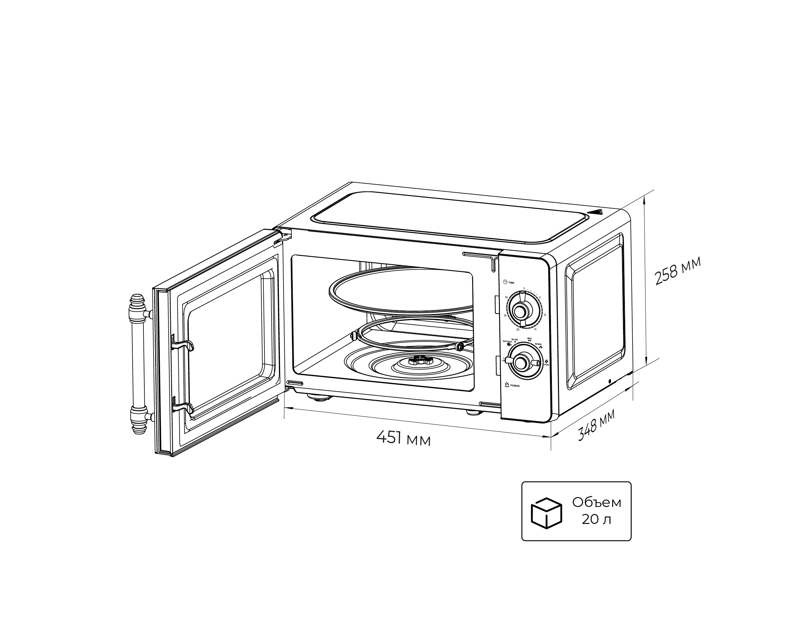 Превью картинка Микроволновая печь Lex FSMO M.03 IV (20л, ретро, механика) микроволновая печь #6