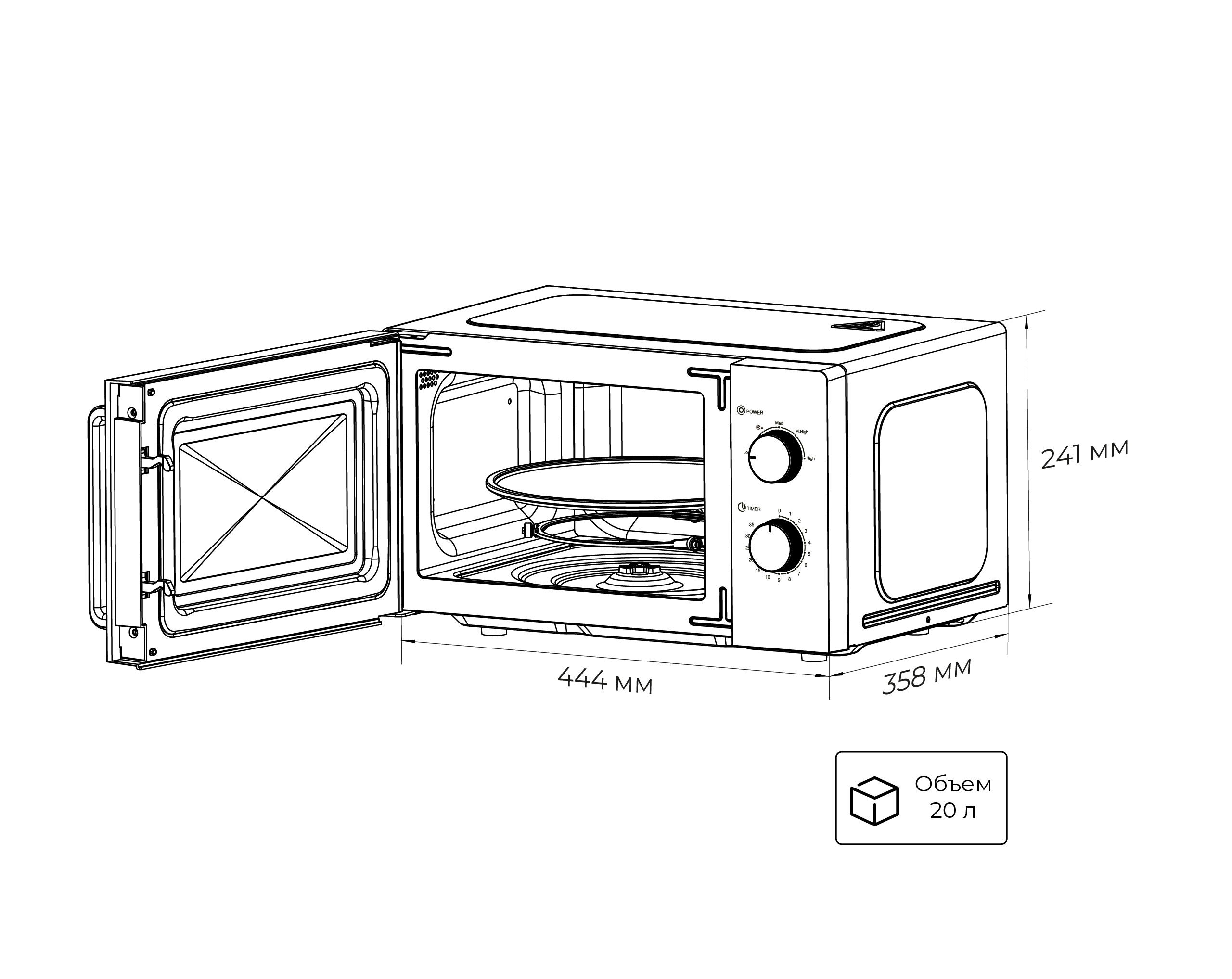 Превью картинка Микроволновая печь Lex FSMO 20.01 WH (20л, механика) микроволновая печь #11