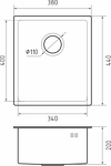 Превью картинка Металлическая мойка Rivelato RINOX 3844 UN нерж.сталь подстольный монтаж 1 чаша 380*440*200 мм #2