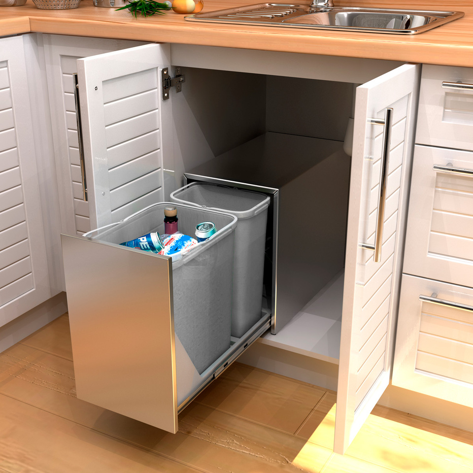 Фото Ekotech Система сортировки ECOBOX INOX 24 л, распашной фасад 350 мм, нержавеющая сталь