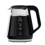 Превью картинка Чайник Lex LXK 30019-2, чайник стеклянный с двойными стенками (черный) #1