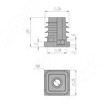 Превью картинка PULSE Подпятник для квадратной трубы 25x25 мм, с резьбой М8, черный (HL.S.25Х25.M8.BL) #3