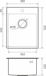 Превью картинка Металлическая мойка Rivelato RINOX 3850 PVD black нерж.сталь 1 чаша 380*500*200 мм #2