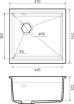 Превью картинка Гранитная мойка Rivelato LINO 454-L 1-чаш 450*440 nero #3