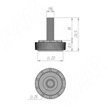 Превью картинка PULSE Ножка мебельная, М6x20, белая (PI01.M6X20.WH) #3