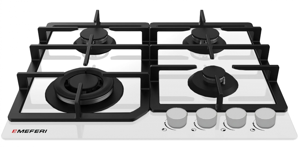 Фото Газовая варочная панель Meferi MGH604WH GLASS COMFORT