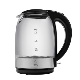 Картинка Lex LXK 3005-1,чайник стеклянный (черный)