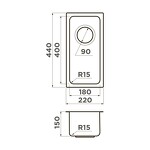 Превью картинка Металлическая мойка Omoikiri Tadzava 22-U/I Ultra 15-IN нерж. сталь/нержавеющая сталь #3