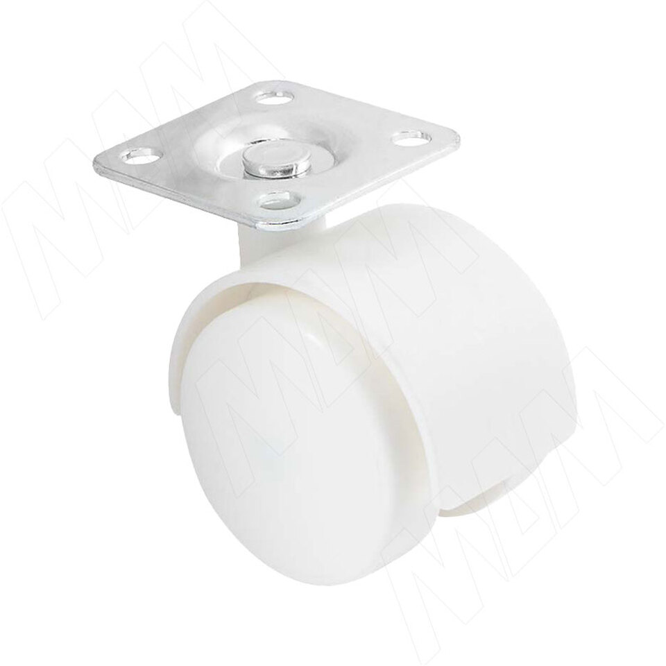 Фото PULSE Опора двухколесная с площадкой, D40 мм, без стопора, белая (OK-40/1/K/WH),  Мебельное колесо