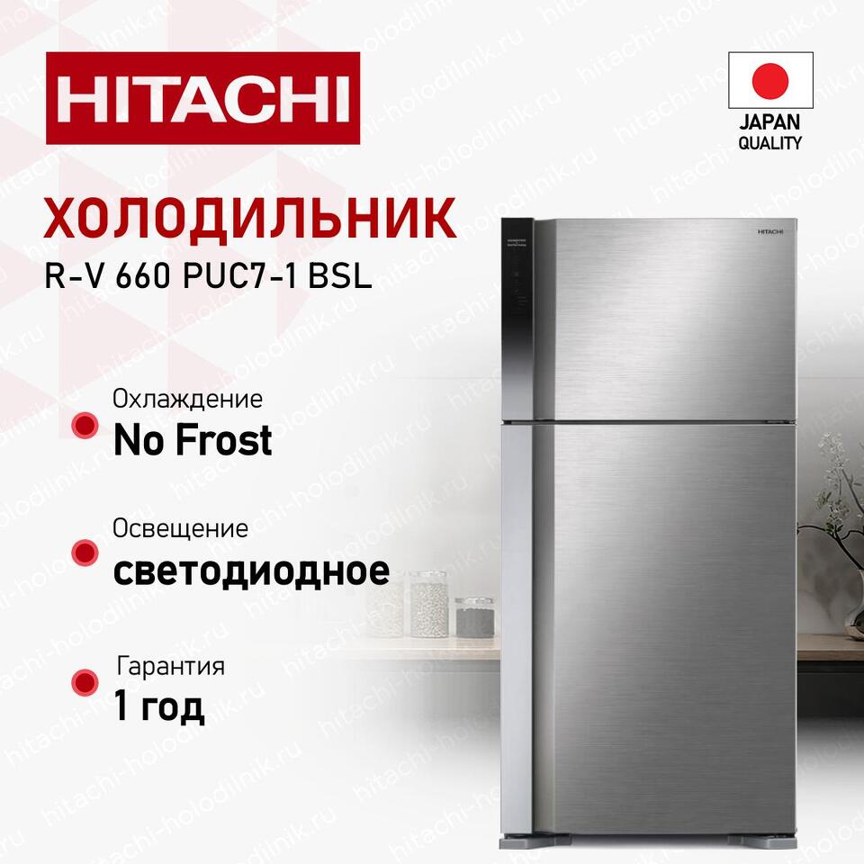 Фото Холодильник с верхней морозилкой Hitachi R-V 660 PUC7-1 BSL