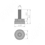 Превью картинка PULSE Ножка мебельная, M8x25, черная (PI20.M8X25.BL) #3