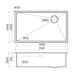 Превью картинка Металлическая мойка Omoikiri Taki 74-U/IF Side-IN нерж. сталь/нержавеющая сталь #4
