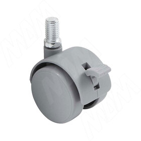 Картинка PULSE Опора двухколесная с винтом M8, D40 мм, со стопором, серая (OK-40/2-CT/GR),  Мебельное колесо