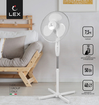 Превью картинка Вентилятор Lex LXFC 8320, 16" напольный вентилятор с ПДУ, белый #1