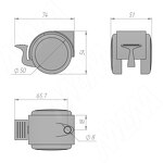 Превью картинка Robby ДИКСОН Опора колесная D50 мм со стопором, прорезиненное колесо, темно-серый/светло-серый, DICKSON (CST16 BR),  Мебельное колесо #2