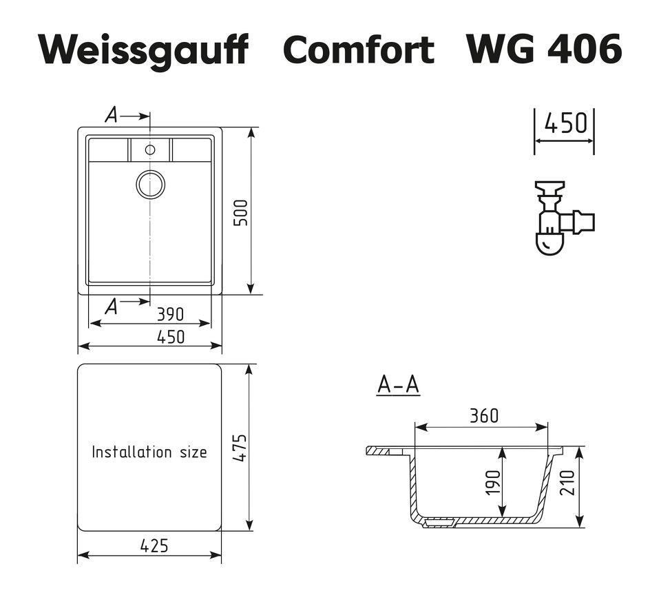 Фото Мраморная мойка Weissgauff WG 406308 Comfort Onyx