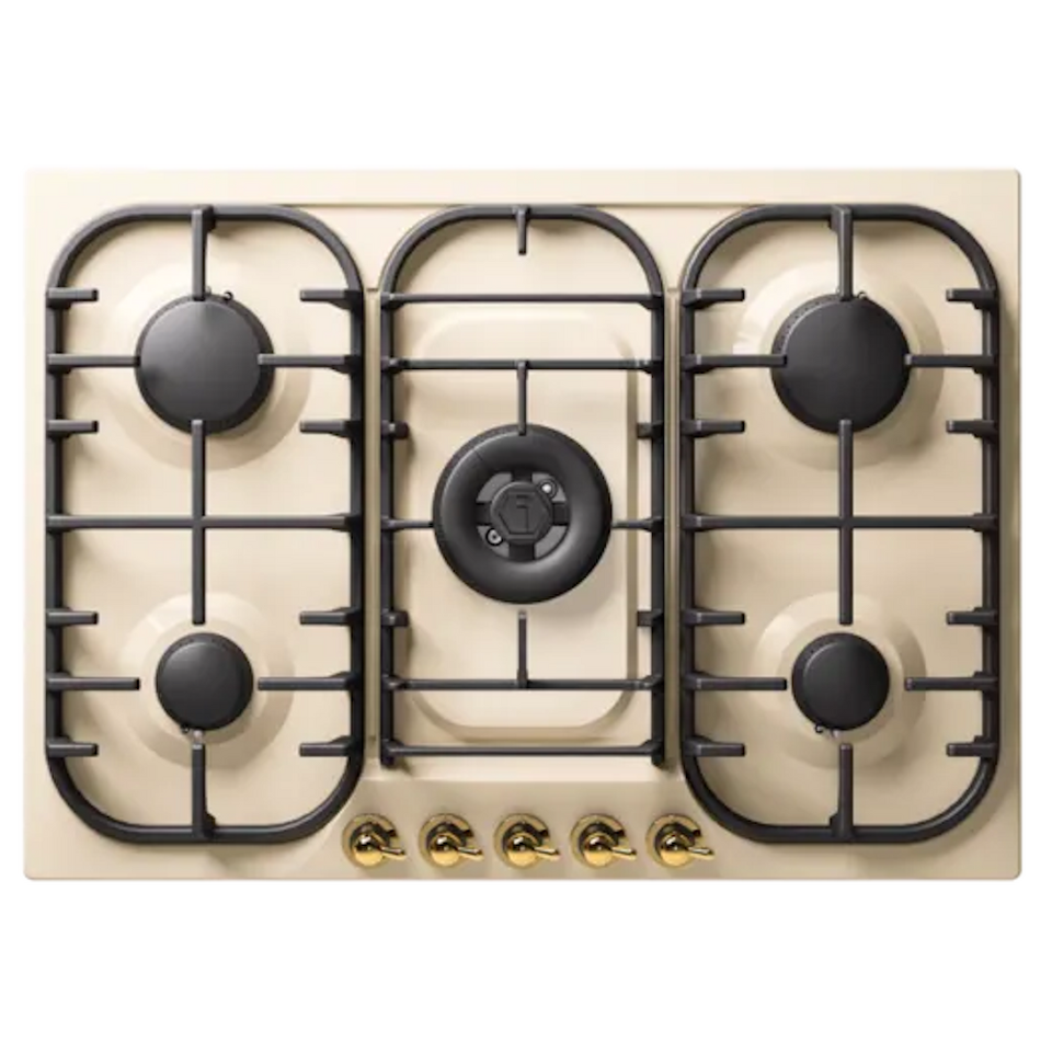 Фото Газовая варочная панель ILVE HCB70CN/AWG античный белый (фурн. латунь)