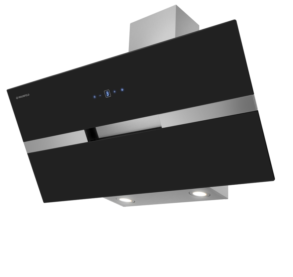 Фото Наклонная вытяжка Maunfeld Mersey 90 черный\вставка сатин