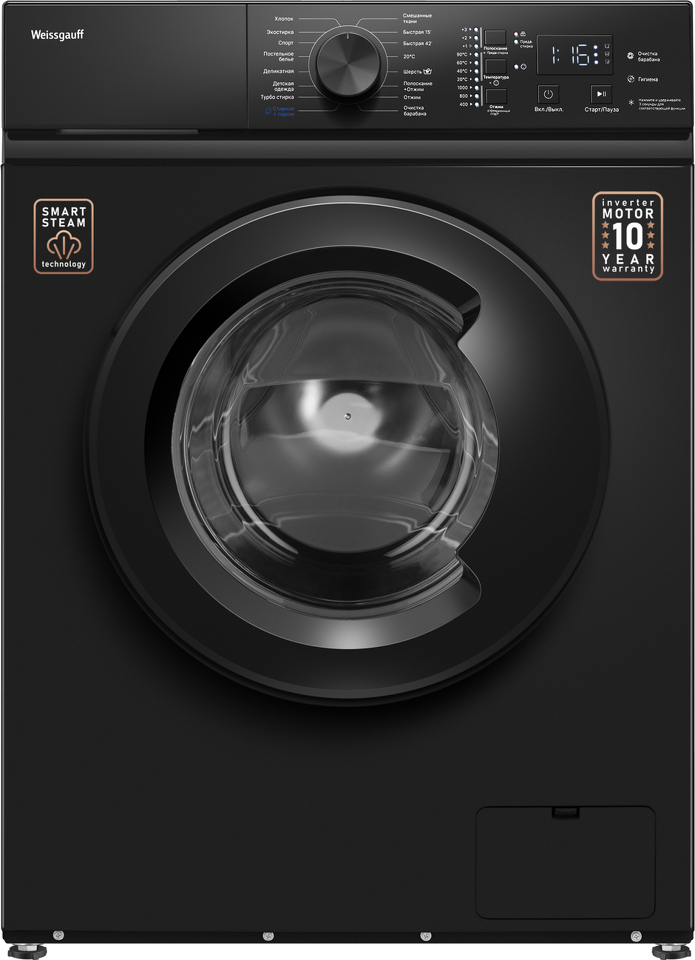 Фото Стиральная машина с фронтальной загрузкой Weissgauff WM 4527 DC Inverter Steam Black