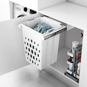 Картинка MENAGE CONFORT Корзина COMPACT для хранения белья 50 л, распашной фасад 480 мм, белый