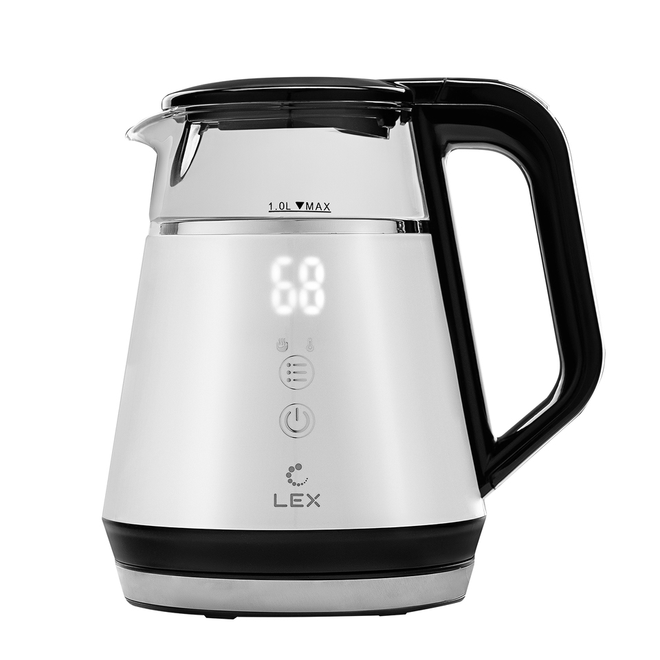 Фото Чайник Lex LXK 30019-1,чайник стеклянный с двойными стенками (белый)