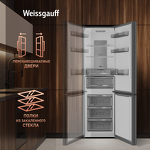 Превью картинка Холодильник с нижней морозилкой Weissgauff WRK 2000 Total NoFrost Inverter Bru Steel Glass #8