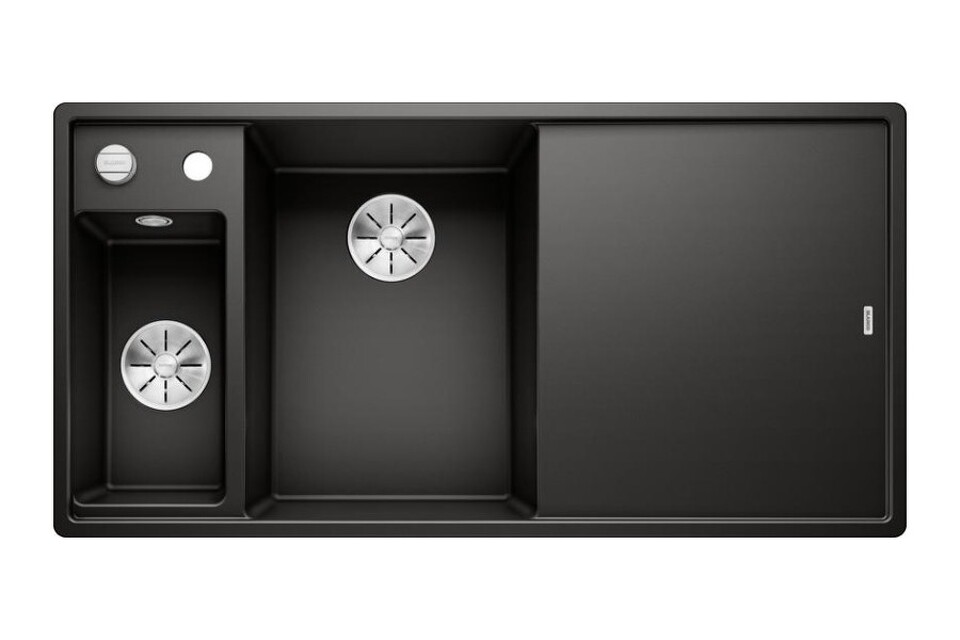 Фото Гранитная мойка Blanсo AXIA III 6 S черный чаша слева, доска стекло c кл.-авт. InFino®