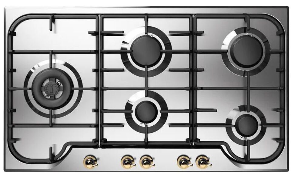 Фото Газовая варочная панель ILVE HCB90SDN/SSG нержавеющая сталь (фурн. латунь)