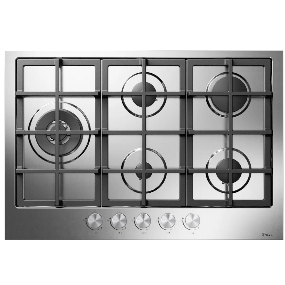 Фото Газовая варочная панель ILVE HCS75SCK/SS нержавеющая сталь (фурн. сатинированная сталь)