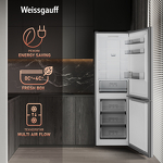 Превью картинка Холодильник с нижней морозилкой Weissgauff WRK 185 Total NoFrost Inverter Beige Glass #3