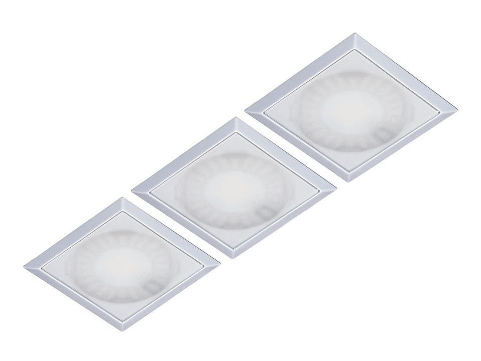 Фото Forma e Funzione Комплект из трансформатора и 3-х врезных светодиодных светильника SUN QUADRO, 24V, дневной, алюминий